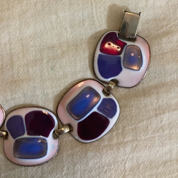 Kay Denning Vintage Copper Enameled Panel Link‎ Bracelet - Picture 3 of 9